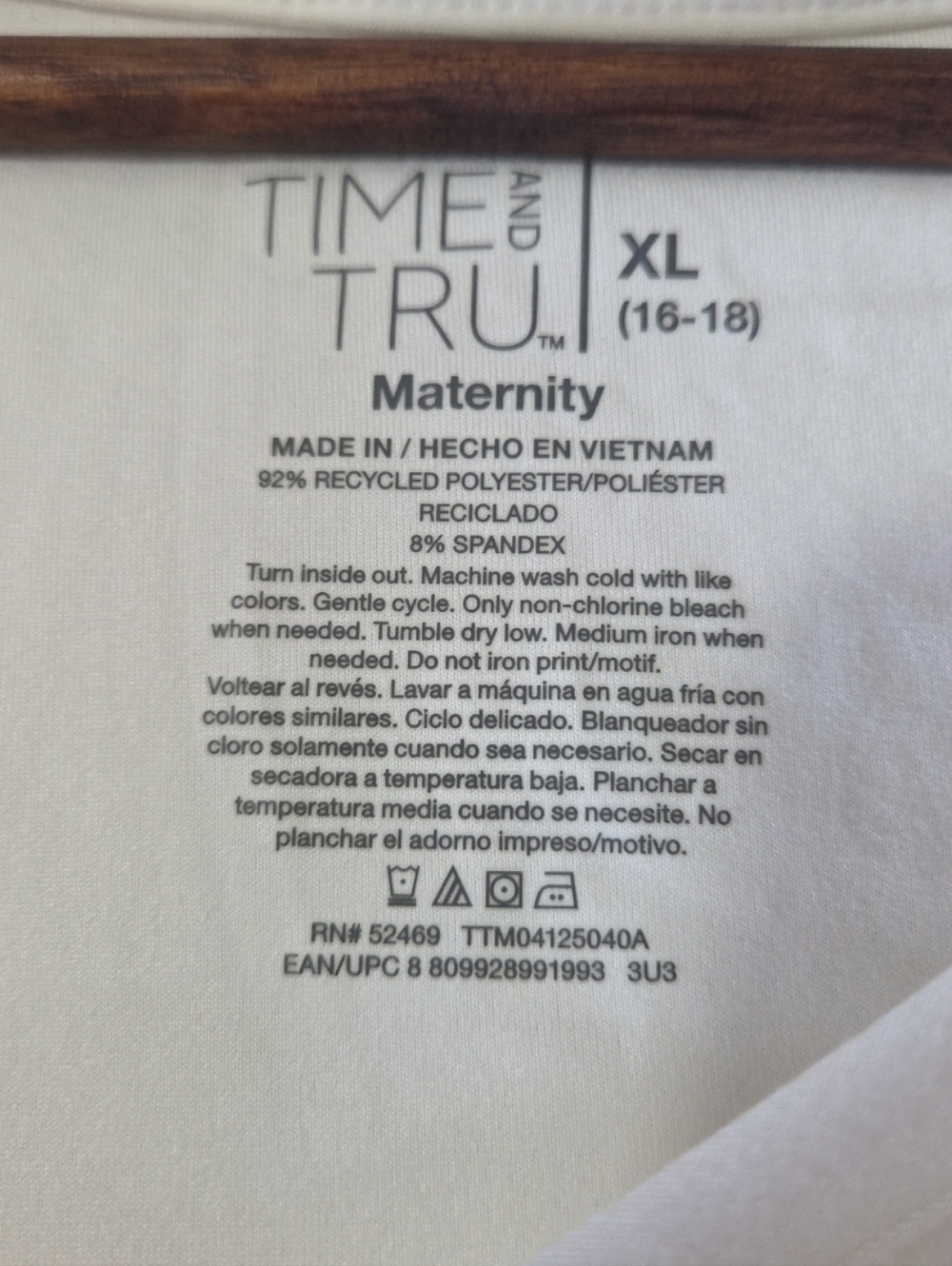 Time and Tru Maternity T Shirt "Bebe" Stretchy Ruching Cream Women's XL 16-18 - Picture 8 of 8